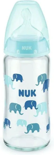Nuk Γυάλινο Μπιμπερό First Choice+ Κατά των Κολικών με Θηλή Σιλικόνης για 0+ μηνών 120ml