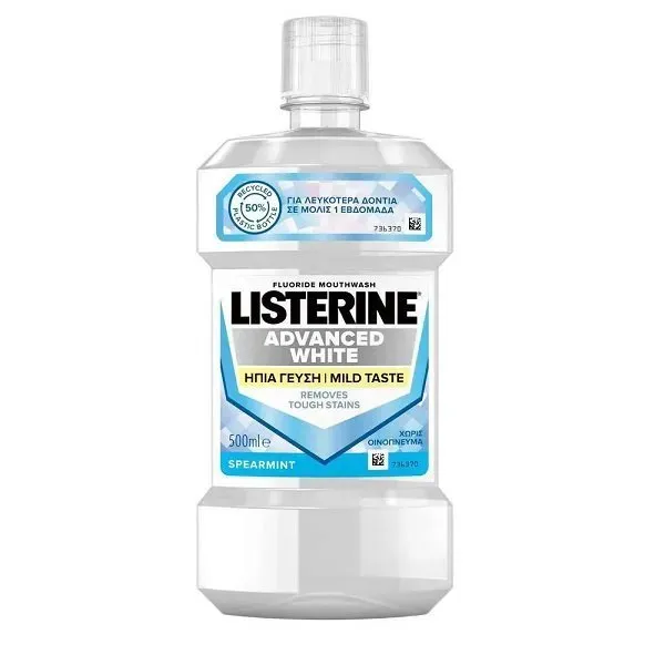 Listerine Mouthwash Advanced White Mild Taste Mouthwash 500ml