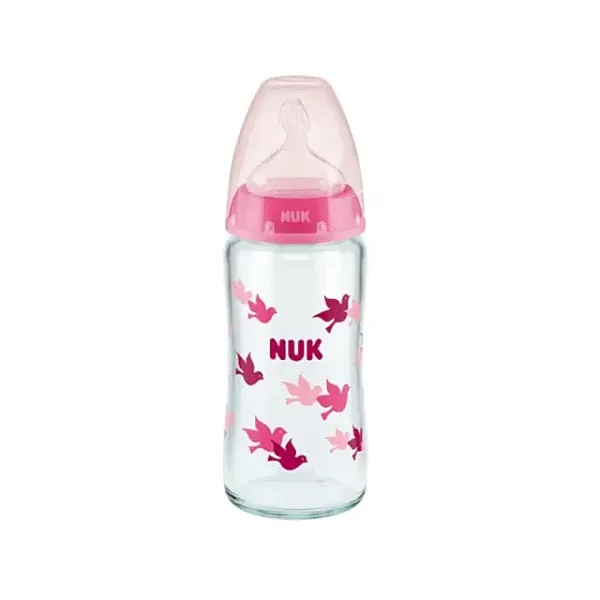 Nuk First Choice Plus Glass Bottle 240ml 0-6m (Γυάλινο Μπιμπερό με Δείκτη Ελέγχου Θερμοκρασίας 0-6μ)