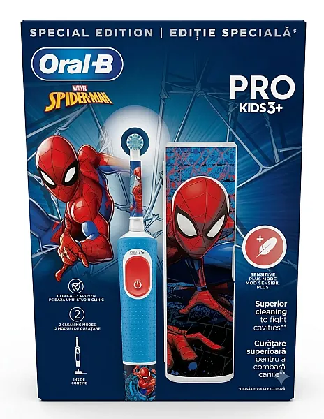​​​​​​​Oral-B Pro Kids 3+ Years Electric Toothbrush Spider-Man 1 Τεμάχιο