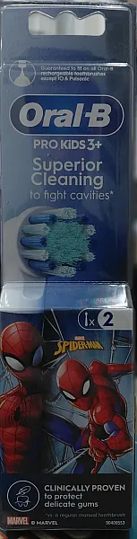 Oral B Pro Kids Spiderman, Brush Heads, 2 x 3years+