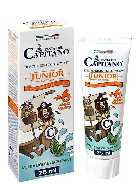 Pasta Del Capitano Junior Οδοντόκρεμα Παιδική απο 6 Ετών με Γεύση Ελαφριά Μέντα 75ml