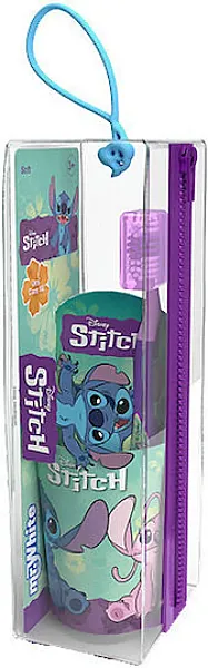 Mr. White PROMO Stitch Toothbrush Soft 4+ with Suction Cup & Cap 1 Piece & Mild Mint Flavored Toothpaste 75ml & FREE Cup & Case