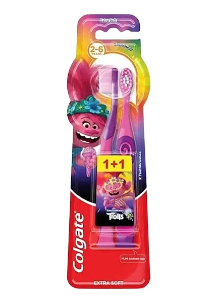 Colgate Trolls Extra Soft Children's Toothbrushes for 2-6 Years Very Soft 2 Pieces