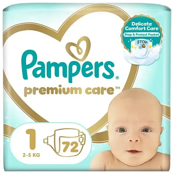 PAMPERS PREMIUM CARE WAISTBAND 2-5Kg No1 X72