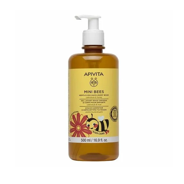 Apivita – Mini Bees Calendula & Honey Kids Shampoo & Shower Gel, 500ml